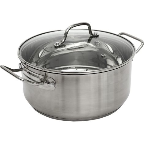 Faitout en Fonte Couvercle Verre 24 cm Mijotés Argenté (1/5)