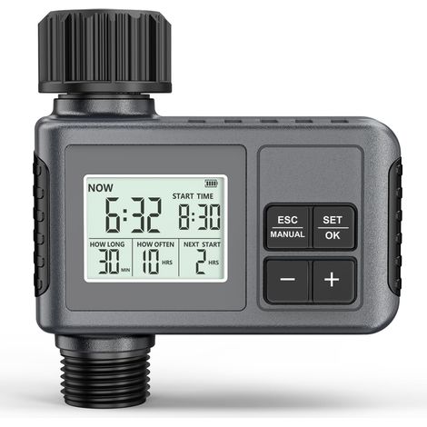 Minuteur d'arrosage : Modes automatique, manuel et report en cas de pluie — Programmateur pour arroseurs de jardin et de pelouse (1/5)