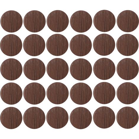 30x Copriviti adesivi 20 mm plastica viti copertura coperchi tappi riparazione mobili, Marrone rovere liscio
