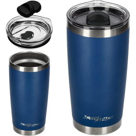Großer Thermobecher aus Edelstahl, 600 ml – blau
