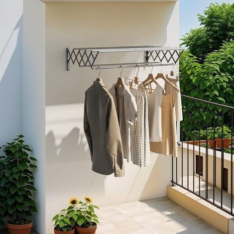Étendoir à linge pliable mural rétractable (1/5)