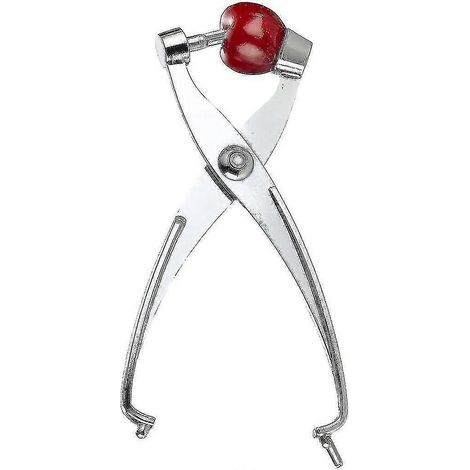 Pince à dénoyauter les cerises et les olives 2 en 1, entièrement en métal chromé. (1/5)
