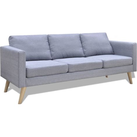 Canapé à 3 places, Banquette Sofa de Salon, Canapé droit Tissu Gris clair DESIGN IN (1/5)