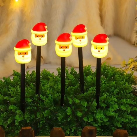 Luminaire De Sol De Noël - Piquet Lumineux À Énergie Solaire Avec Motif Père Noël Bonhomme De Neige Et Sucette - Pour Décoration Extérieure Patio Jardin - 1 Pièce (1/5)