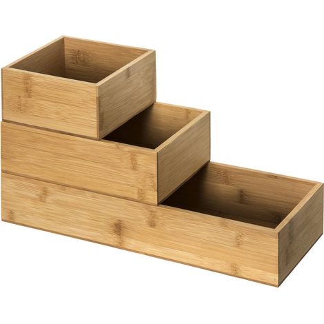 3 stapelbare organizer aus bambus  - 5five