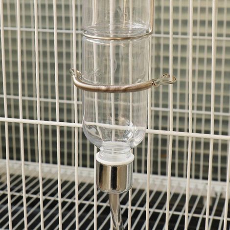 Distributeur d'eau pour lapin à ressort métallique avec 2 clips de fixation en acier inoxydable (1/4)