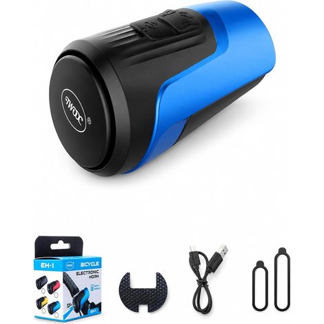 Klaxon de vélo, Sonnette Rechargeable avec USB, 125 DB Sonnette de Vélo Etanche IPX5, Mini Sonnettes Électrique Vélo pour Vélo de Route, VTT, Scooter (1/5)