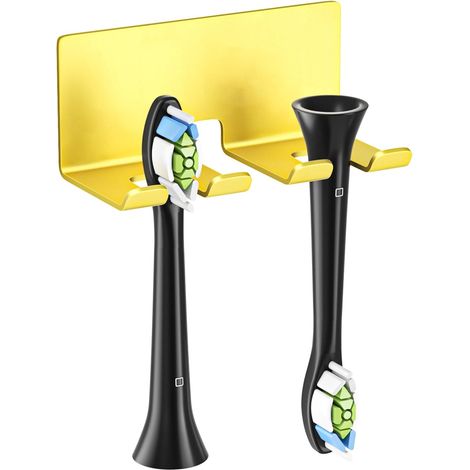 1 - Porte-Brosse à Dents - Support Mural - Fixation Adhésive Sans Perçage - Pour Têtes Électriques - Salle de Bain - Or - 8x5cm