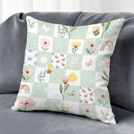 Housse de coussin fleurs printanières, décoration canapé maison,40×40cm (1/5)