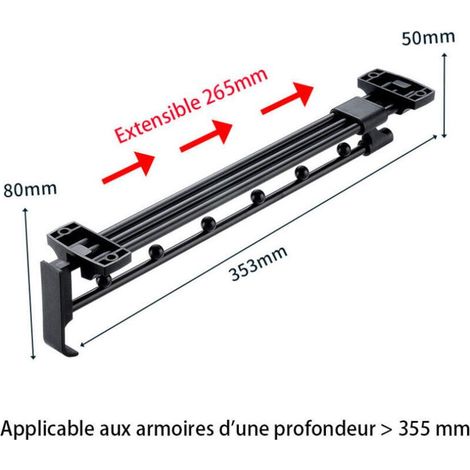 Porte Cintre Coulissant,Tringle Coulissante Penderie,Longueur 353 mm Tringle Coulissante Penderie,Tringle Penderie Escamotable (1/5)