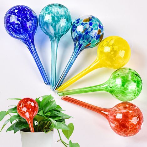 Watering Globes, Set of 2, Plant and Flower Water Dispenser, Desktop Tool, 156 cm, Glass, Blue (1/3)