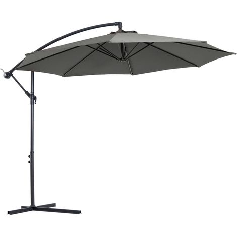 Easycomfort Ombrellone da Esterni 3x2.5 m Decentrato con Manovella, Struttura in Acciaio e Poliestere Anti-UV, Grigio (1/5)