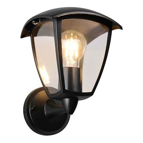 Applique d'extérieur en aluminium noir, applique murale, éclairage de façade, E27, IP44, H 24 cm (1/5)