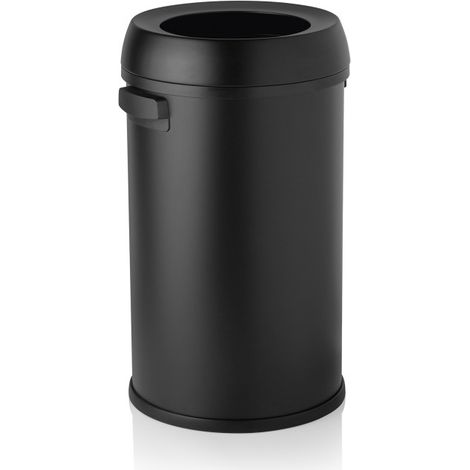 Poubelle avec poignées Ø 40 cm 65 ltr noir inox polypropylène - Was Germany (1/2)