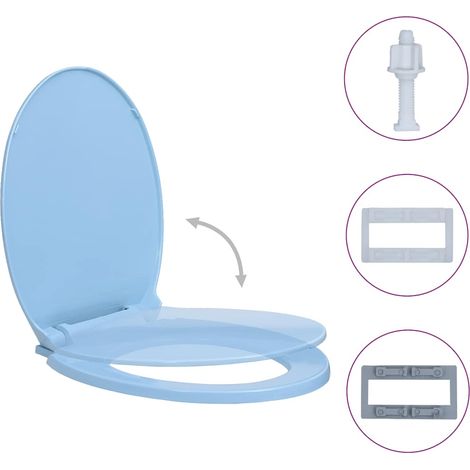 Siège de toilette à fermeture en douceur Bleu Ovale