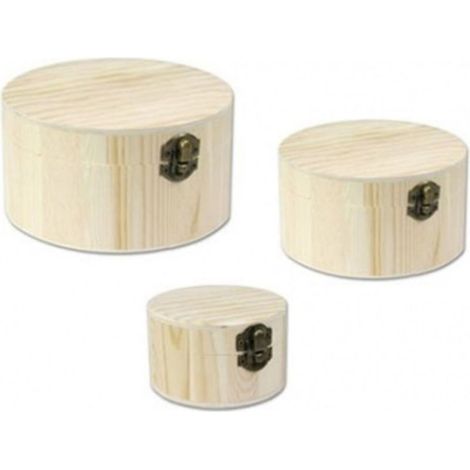 3 Boîtes Rondes Matrioska Malle Boîte En Bois Boîte à Bijoux Boîte à Découpage