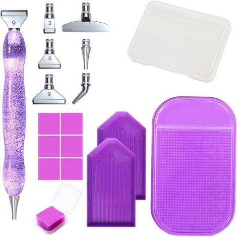Stylo pour peinture diamant - Accessoires pour peinture diamant - Kit de stylo pour peinture diamant - Peinture diamant à faire soi-même - 6 embouts interchangeables - Peinture diamant 5D - Convient a (1/5)