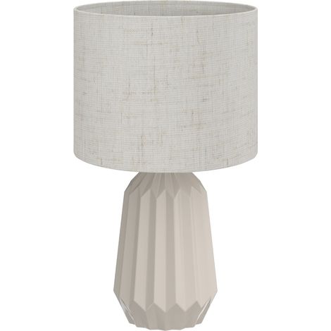 Lámpara de mesa de cerámica con pantalla de lino beige 22 x 22 x 39 cm MODENUIT (1/5)