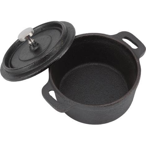 Traditioneller gusseiserner Topf, handgefertigt, dickwandig, für 2 Personen, zum Köcheln von Fleisch und Suppe, roher Eisentopf, Durchmesser 20 cm. (1/5)