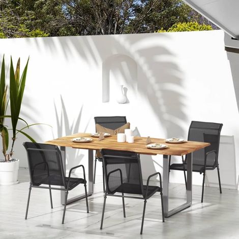 Vidaxl – Chaises de jardin 4 pcs acier textilène noir – Résistantes aux UV – Charge maximale 120kg – Design léger et empilables