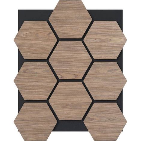 Lot de 4 panneaux acoustiques muraux, 81 x 66 cm, panneaux insonorisants avec 9 panneaux en bois hexagonal, finition naturelle (1/5)