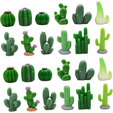 Figurines 12 Styles 24 Mini Cactus en Résine Décor Jardin (1/5)