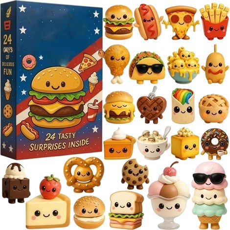 Figurines Alimentaires - 24 Pièces En Plastique Non Toxique - Décoration De Compte À Rebours De Noël - Pour Arbre De Noël Et Bureau - Lot Complet (1/5)