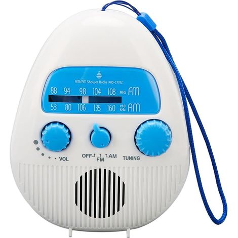Radio FM de Salle de Bain sans Fil étanche, Radio de Douche AM FM Portable, Haut-Parleur intégré, Radio numérique alimentée par Batterie avec Sangle de Transport (1/5)
