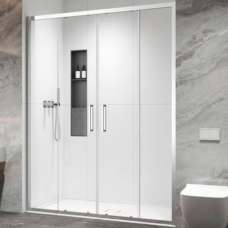 Porta doccia doppio scorrevole 160cm altezza 200cm finitura cromo KZ6000 kamalu