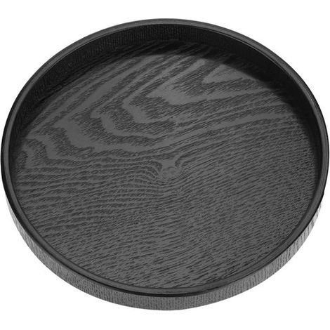 Bandeja redonda de madera, Bandejas, Cuenco decorativo, Cuenco decorativo, Tabla para tapas, Plato para servir, Madera, Diámetro 27 cm, Negro (1/5)