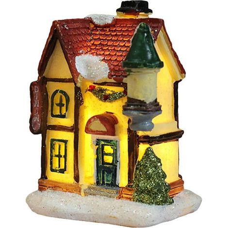 Luminaire LED de Noël en résine – Décoration intérieure villageoise et urbaine, idéal pour maison, scène festive et cadeau (1/4)
