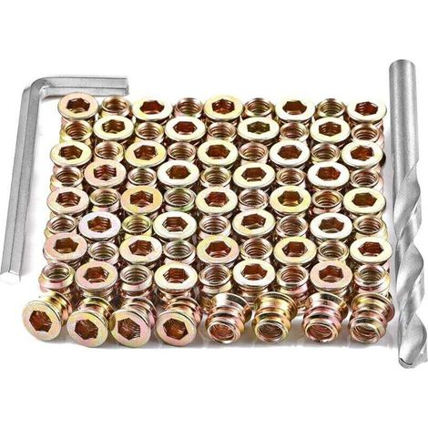 Holzschrauben – 30er-Packung mit Gewindeeinsätzen für M8x15-mm-Holzschrauben – Sechskantmuttern (mit Sechskantschlüssel) – RAPANDA