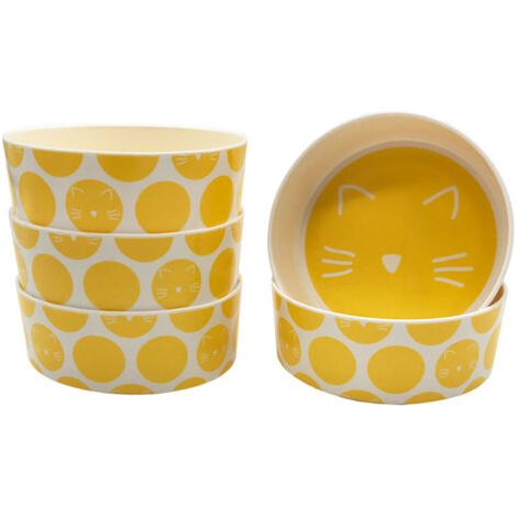BUNTHAUS Bol pour animaux de compagnie Fournitures pour chat Assiette de nourriture pour chat Bol pour chat Protège-cou Bol pour chien(jaune) (1/5)