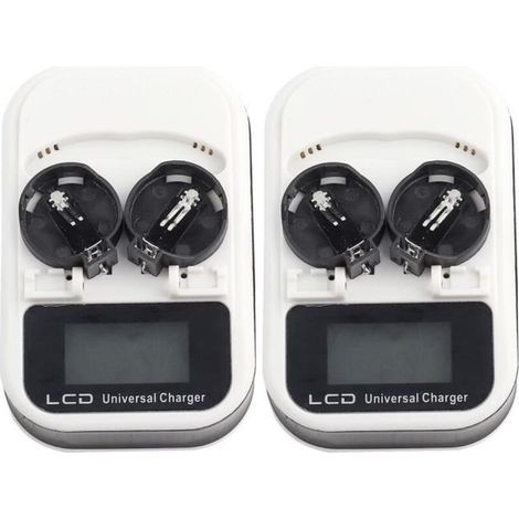 2er-Pack Knopfzellen-Ladegerät – LCD-Bildschirm – Wiederaufladbar – AC 100–240 V (1/4)