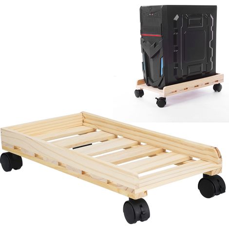 Support en bois pour ordinateur de bureau, support de refroidissement mobile, base de châssis mobile (1/5)