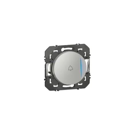 Poussoir simple avec voyant lumineux et marquage sonnette dooxie 6A 250V finition alu (600118)