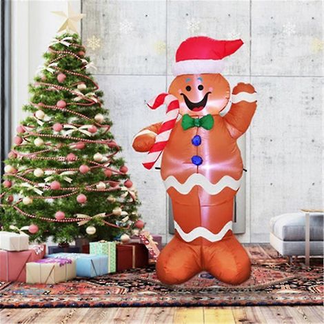 Bonhomme de neige gonflable de 1,5 m avec boîte cadeau, décoration de terrasse de Noël avec lumières LED (1/5)