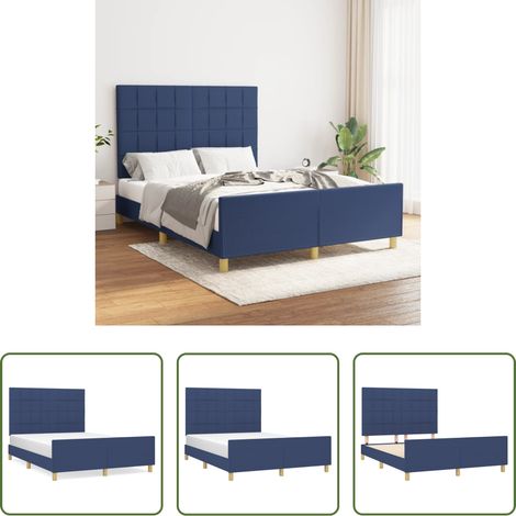 Kopfteil - Bettgestell ohne Matratze Blau 140x200 cm Stoff (1/5)