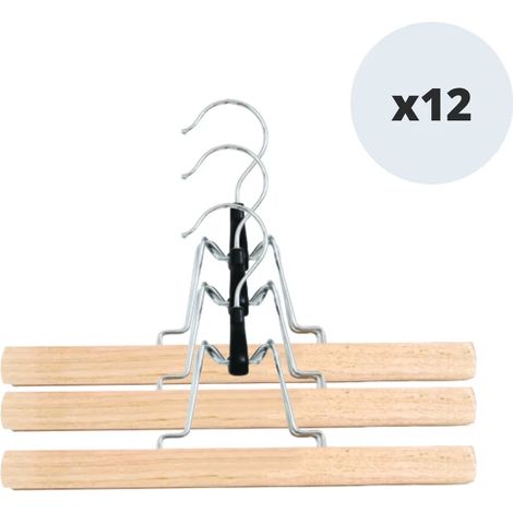 MSV Lot 12 Cintres Bois Jupes Et Pantalons 35Cm