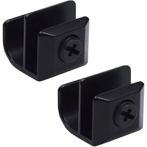 Lot de 2 Poignées de Porte en Verre Alliage de Zinc Sans Perçage, Pinces à Clip Pour Vitrine, Tiroir, 3 5 mm d'Épaisseur C (Noir) (1/5)