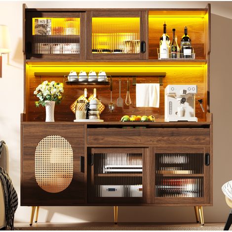 Credenza 145 x 39 x 171 cm con LED, MDF e metallo, marrone DESVIAE (1/5)