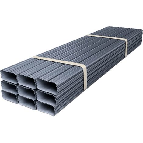 Lot de 10 tuyaux de descente rectangulaires aluminium gris anthracite – évacuation eaux pluviales – usage professionnel – fabrication française