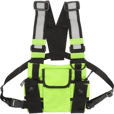 Harnais de Poitrine Radio - 1 Unité - Nylon Vert - Port Talkie-walkie - Sécurité et Randonnée - Taille Universelle (1/5)