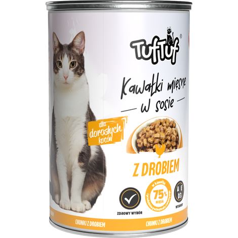 TufTuf Nassfutter für Katzen, Geflügel, Dose 415 g, Stückchen in Soße (1/2)