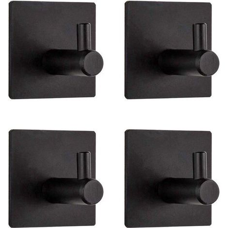Crochets porte-serviettes autocollants - Noirs - Design luxe - Multifonctionnels - Crochets muraux - Sans perçage (1/3)