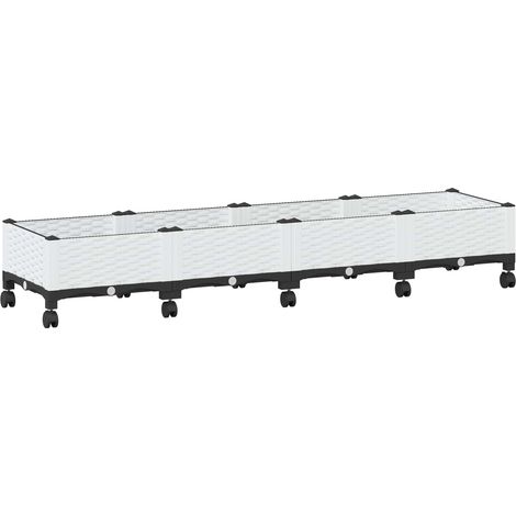 Garden Planter with Wheels White 160 x 40 x 33 cm PP vidaXL