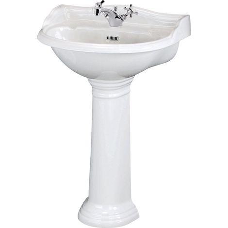 Hudson Reed Chancery Basin with Full Pedestal 500mm Wide - 1 Tap Hole (1/3)