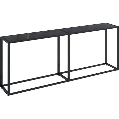 Consolle da ingresso funzionale ed elegante 200 x 35 x 75,5 cm vetro temperato nero e acciaio DEC032135