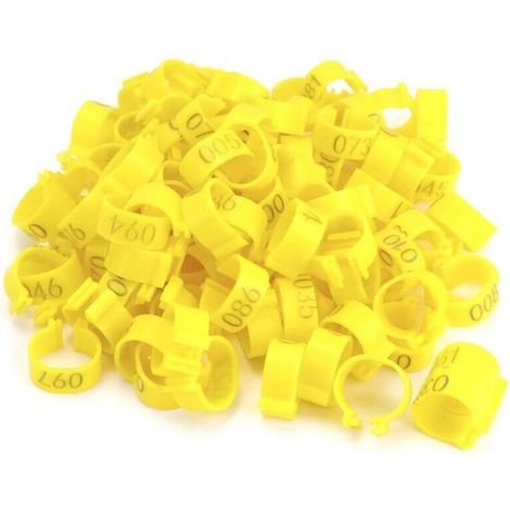 Lot de 100 anneau de pied de poulet, bague pigeon, 16 mm, multicolores, pour volaille, poules, canards, oies, pigeonsAec (1/4)