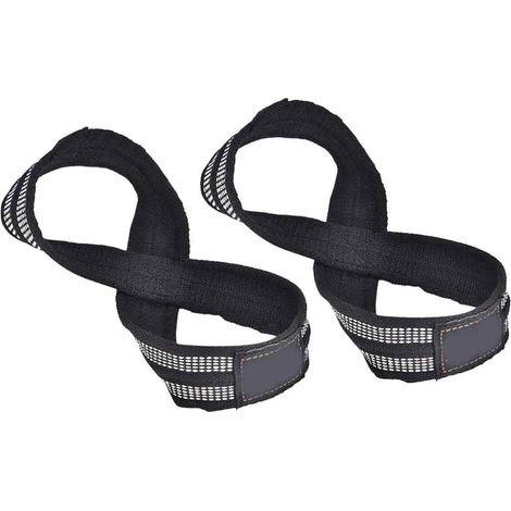 Paire sangles figure 8 deadlift, dragonne levage poids, pull-ups/barre/powerlifting/gym (1/5)
